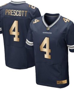 Nike Cowboys #4 Dak Prescott Navy Blue Team Color Men's Stitched NFL Elite Gold Jersey