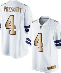 Nike Cowboys #4 Dak Prescott White Men's Stitched NFL Limited Gold Jersey