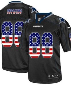 Nike Cowboys #88 Michael Irvin Black Men's Stitched NFL Elite USA Flag Fashion Jersey