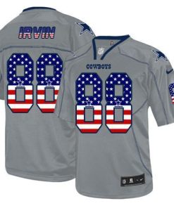 Nike Cowboys #88 Michael Irvin Grey Men's Stitched NFL Elite USA Flag Fashion Jersey