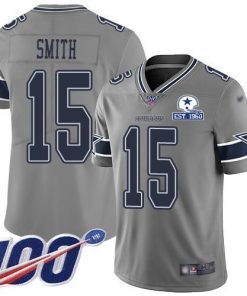 Nike Dallas Cowboys #15 Devin Smith Gray Men's Stitched With Established In 1960 Patch NFL Limited Inverted Legend 100th Season Jersey Men's