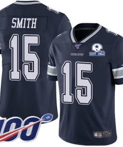 Nike Dallas Cowboys #15 Devin Smith Navy Blue Team Color Men's Stitched With Established In 1960 Patch NFL 100th Season Vapor Untouchable Limited Jersey Me