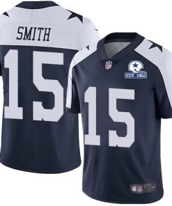 Nike Dallas Cowboys #15 Devin Smith Navy Blue Thanksgiving Men's Stitched With Established In 1960 Patch NFL Vapor Untouchable Limited Throwback Jersey Men