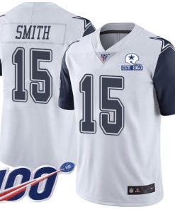 Nike Dallas Cowboys #15 Devin Smith White Men's Stitched With Established In 1960 Patch NFL Limited Rush 100th Season Jersey Men's
