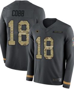 Nike Dallas Cowboys #18 Randall Cobb Anthracite Salute to Service Men's Stitched NFL Limited Therma Long Sleeve Jersey Men's