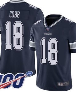 Nike Dallas Cowboys #18 Randall Cobb Navy Blue Team Color Men's Stitched NFL 100th Season Vapor Limited Jersey Men's