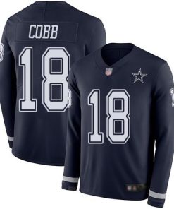 Nike Dallas Cowboys #18 Randall Cobb Navy Blue Team Color Men's Stitched NFL Limited Therma Long Sleeve Jersey Men's