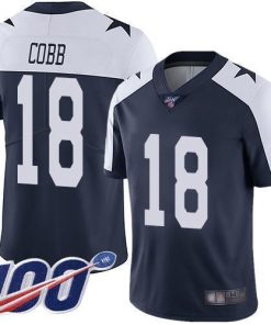 Nike Dallas Cowboys #18 Randall Cobb Navy Blue Thanksgiving Men's Stitched NFL 100th Season Vapor Throwback Limited Jersey Men's