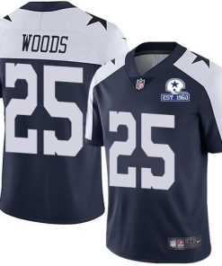 Nike Dallas Cowboys #25 Xavier Woods Navy Blue Thanksgiving Men's Stitched With Established In 1960 Patch NFL Vapor Untouchable Limited Throwback Jersey Me