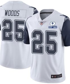 Nike Dallas Cowboys #25 Xavier Woods White Men's Stitched With Established In 1960 Patch NFL Limited Rush Jersey Men's
