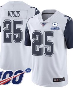 Nike Dallas Cowboys #25 Xavier Woods White Men's Stitched With Established In 1960 Patch NFL Limited Rush 100th Season Jersey Men's