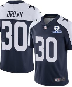 Nike Dallas Cowboys #30 Anthony Brown Navy Blue Thanksgiving Men's Stitched With Established In 1960 Patch NFL Vapor Untouchable Limited Throwback Jersey M