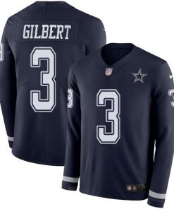 Nike Dallas Cowboys #3 Garrett Gilbert Navy Blue Team Color Men's Stitched NFL Limited Therma Long Sleeve Jersey Men's