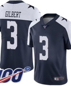 Nike Dallas Cowboys #3 Garrett Gilbert Navy Blue Thanksgiving Men's Stitched NFL 100th Season Vapor Throwback Limited Jersey Men's