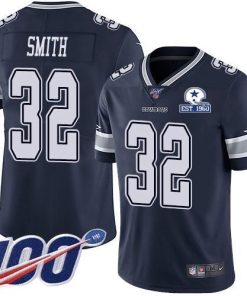 Nike Dallas Cowboys #32 Saivion Smith Navy Blue Team Color Men's Stitched With Established In 1960 Patch NFL 100th Season Vapor Untouchable Limited Jersey