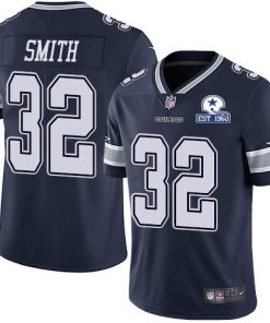 Nike Dallas Cowboys #32 Saivion Smith Navy Blue Team Color Men's Stitched With Established In 1960 Patch NFL Vapor Untouchable Limited Jersey Men's