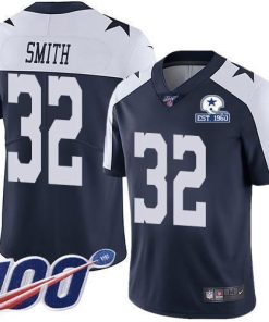Nike Dallas Cowboys #32 Saivion Smith Navy Blue Thanksgiving Men's Stitched With Established In 1960 Patch NFL 100th Season Vapor Untouchable Limited Throw