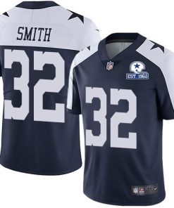 Nike Dallas Cowboys #32 Saivion Smith Navy Blue Thanksgiving Men's Stitched With Established In 1960 Patch NFL Vapor Untouchable Limited Throwback Jersey M