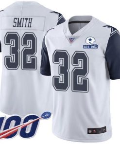 Nike Dallas Cowboys #32 Saivion Smith White Men's Stitched With Established In 1960 Patch NFL Limited Rush 100th Season Jersey Men's