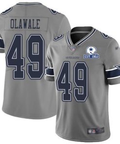 Nike Dallas Cowboys #49 Jamize Olawale Gray Men's Stitched With Established In 1960 Patch NFL Limited Inverted Legend Jersey Men's