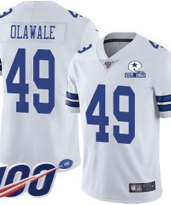 Nike Dallas Cowboys #49 Jamize Olawale White Men's Stitched With Established In 1960 Patch NFL 100th Season Vapor Untouchable Limited Jersey Men's