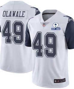 Nike Dallas Cowboys #49 Jamize Olawale White Men's Stitched With Established In 1960 Patch NFL Limited Rush Jersey Men's