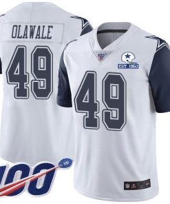 Nike Dallas Cowboys #49 Jamize Olawale White Men's Stitched With Established In 1960 Patch NFL Limited Rush 100th Season Jersey Men's