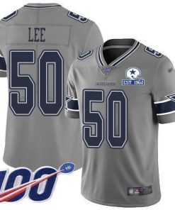 Nike Dallas Cowboys #50 Sean Lee Gray Men's Stitched With Established In 1960 Patch NFL Limited Inverted Legend 100th Season Jersey Men's