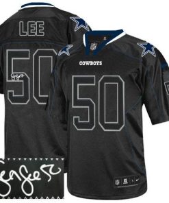 Nike Dallas Cowboys #50 Sean Lee Lights Out Black Men's Stitched NFL Elite Autographed Jersey Men's
