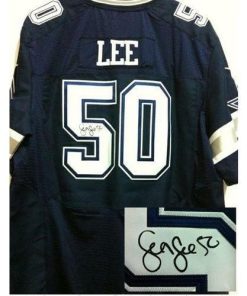 Nike Dallas Cowboys #50 Sean Lee Navy Blue Team Color Men's Stitched NFL Elite Autographed Jersey Men's
