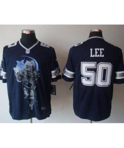Nike Dallas Cowboys #50 Sean Lee Navy Blue Team Color Men's Stitched NFL Helmet Tri-Blend Limited Jersey Men's