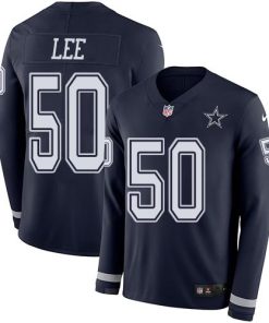 Nike Dallas Cowboys #50 Sean Lee Navy Blue Team Color Men's Stitched NFL Limited Therma Long Sleeve Jersey Men's