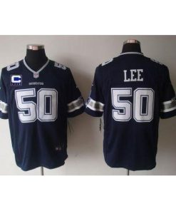 Nike Dallas Cowboys #50 Sean Lee Navy Blue Team Color With C Patch Men's Stitched NFL Game Jersey Men's