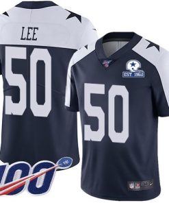 Nike Dallas Cowboys #50 Sean Lee Navy Blue Thanksgiving Men's Stitched With Established In 1960 Patch NFL 100th Season Vapor Untouchable Limited Throwback