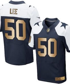 Nike Dallas Cowboys #50 Sean Lee Navy Blue Thanksgiving Throwback Men's Stitched NFL Elite Gold Jersey Men's