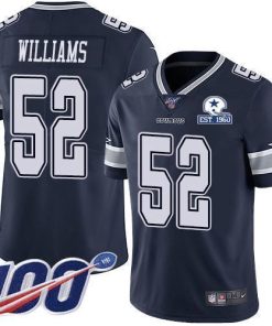Nike Dallas Cowboys #52 Connor Williams Navy Blue Team Color Men's Stitched With Established In 1960 Patch NFL 100th Season Vapor Untouchable Limited Jerse