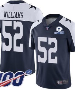 Nike Dallas Cowboys #52 Connor Williams Navy Blue Thanksgiving Men's Stitched With Established In 1960 Patch NFL 100th Season Vapor Untouchable Limited Thr