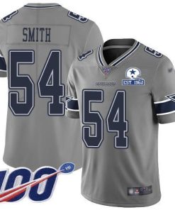 Nike Dallas Cowboys #54 Jaylon Smith Gray Men's Stitched With Established In 1960 Patch NFL Limited Inverted Legend 100th Season Jersey Men's