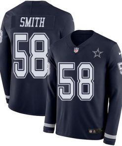 Nike Dallas Cowboys #58 Aldon Smith Navy Blue Team Color Men's Stitched NFL Limited Therma Long Sleeve Jersey Men's