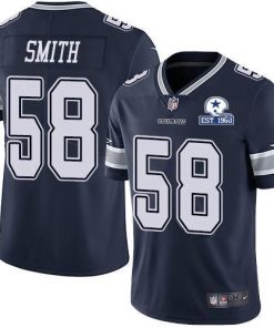 Nike Dallas Cowboys #58 Aldon Smith Navy Blue Team Color Men's Stitched With Established In 1960 Patch NFL Vapor Untouchable Limited Jersey Men's