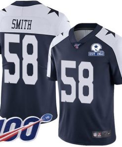 Nike Dallas Cowboys #58 Aldon Smith Navy Blue Thanksgiving Men's Stitched With Established In 1960 Patch NFL 100th Season Vapor Untouchable Limited Throwba