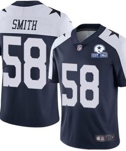 Nike Dallas Cowboys #58 Aldon Smith Navy Blue Thanksgiving Men's Stitched With Established In 1960 Patch NFL Vapor Untouchable Limited Throwback Jersey Men