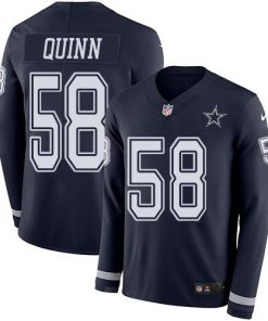 Nike Dallas Cowboys #58 Robert Quinn Navy Blue Team Color Men's Stitched NFL Limited Therma Long Sleeve Jersey Men's