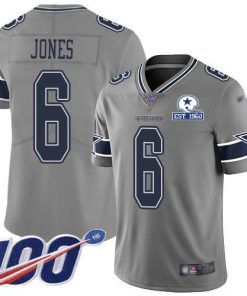 Nike Dallas Cowboys #6 Chris Jones Gray Men's Stitched With Established In 1960 Patch NFL Limited Inverted Legend 100th Season Jersey Men's