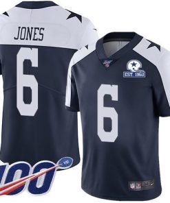 Nike Dallas Cowboys #6 Chris Jones Navy Blue Thanksgiving Men's Stitched With Established In 1960 Patch NFL 100th Season Vapor Untouchable Limited Throwbac