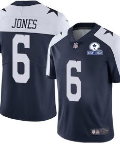Nike Dallas Cowboys #6 Chris Jones Navy Blue Thanksgiving Men's Stitched With Established In 1960 Patch NFL Vapor Untouchable Limited Throwback Jersey Men'