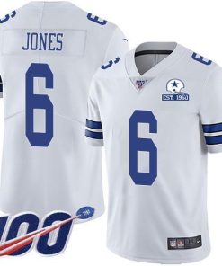 Nike Dallas Cowboys #6 Chris Jones White Men's Stitched With Established In 1960 Patch NFL 100th Season Vapor Untouchable Limited Jersey Men's