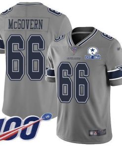 Nike Dallas Cowboys #66 Connor McGovern Gray Men's Stitched With Established In 1960 Patch NFL Limited Inverted Legend 100th Season Jersey Men's