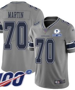 Nike Dallas Cowboys #70 Zack Martin Gray Men's Stitched With Established In 1960 Patch NFL Limited Inverted Legend 100th Season Jersey Men's
