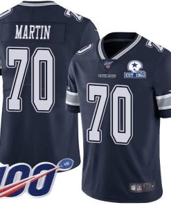 Nike Dallas Cowboys #70 Zack Martin Navy Blue Team Color Men's Stitched With Established In 1960 Patch NFL 100th Season Vapor Untouchable Limited Jersey Me